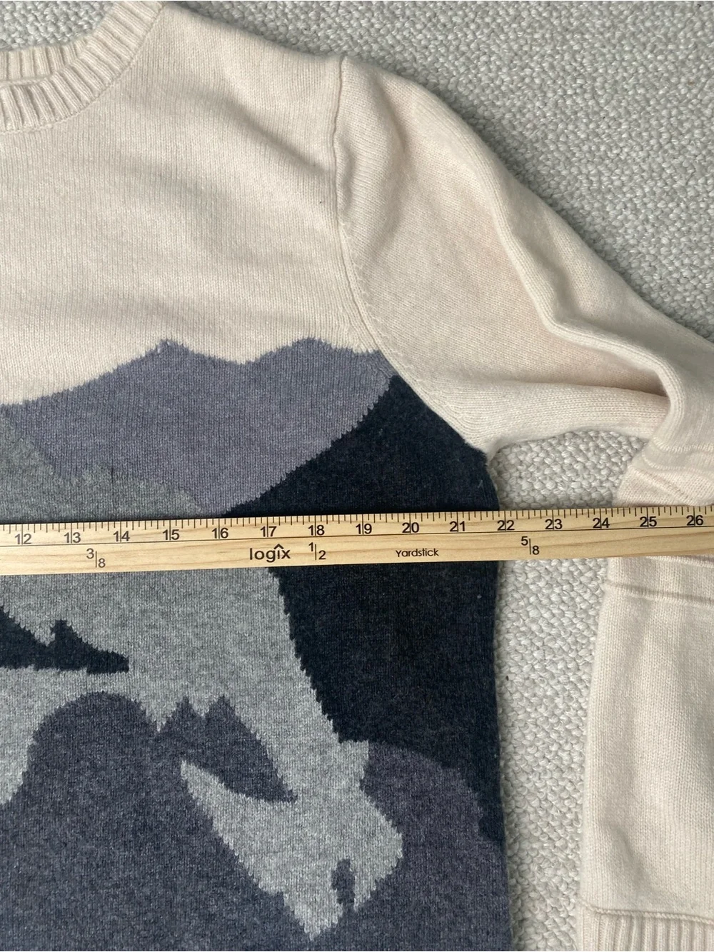 Alps & Meters Mens L Merino Wool Cashmere Ski Race Wasatch Sweater in Ivory